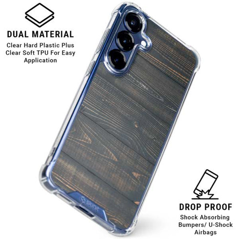 Black Painted Wood Galaxy S25 Clear Case